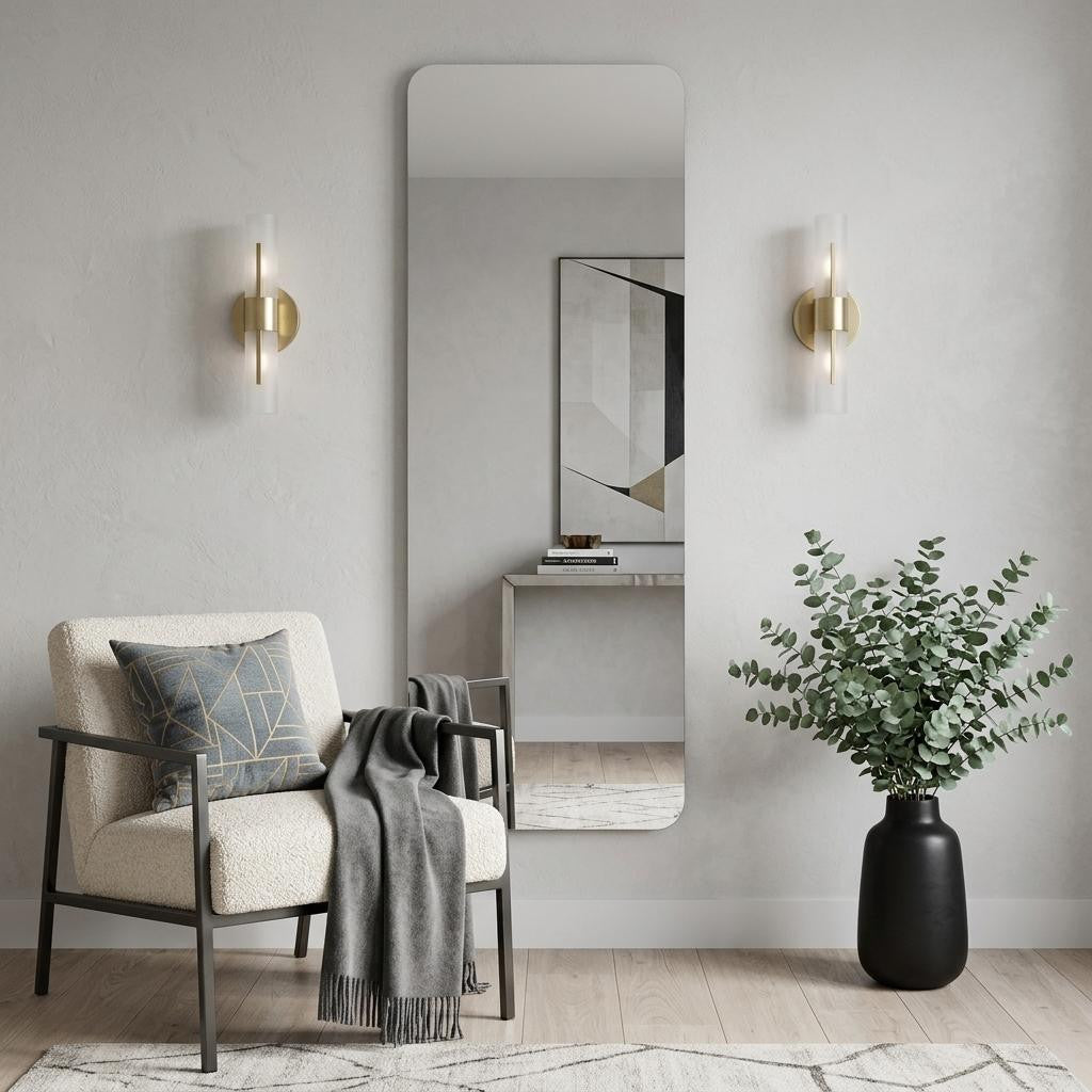 65" Silver Frameless Full Length Hanging Mirror