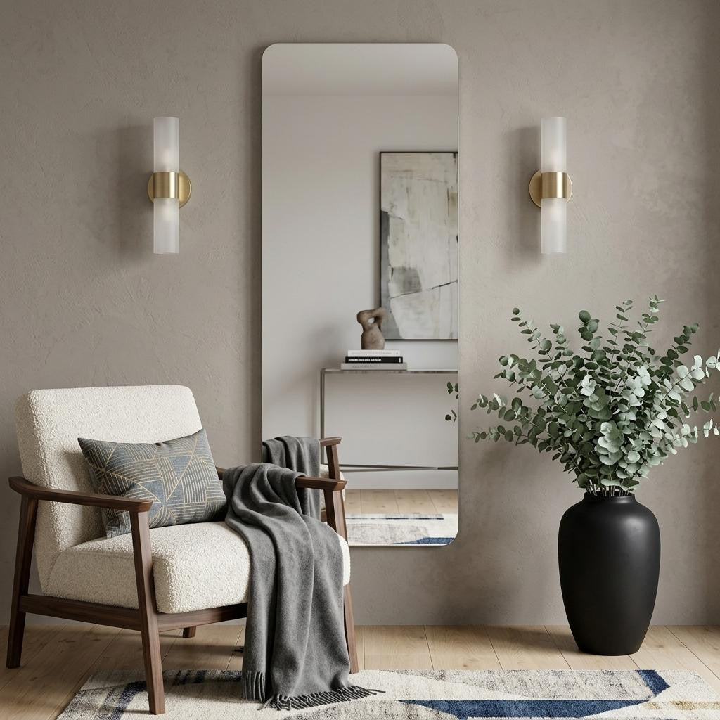 56" Silver Frameless Full Length Hanging Mirror