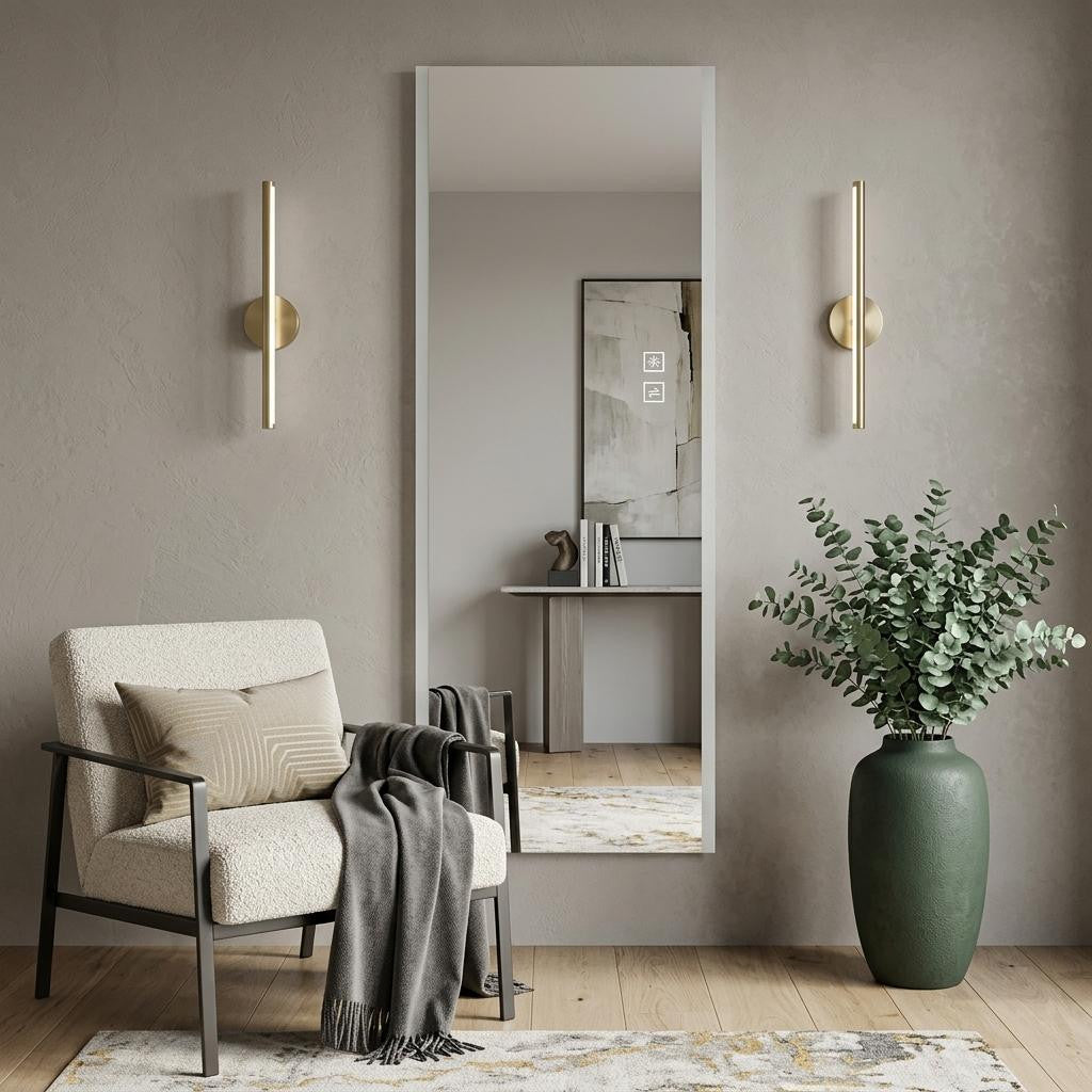 65" Silver Lighted Frameless Full Length Hanging Mirror