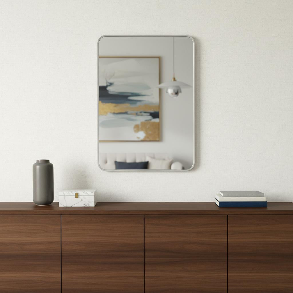 36" Silver Aluminum Framed Accent Mirror