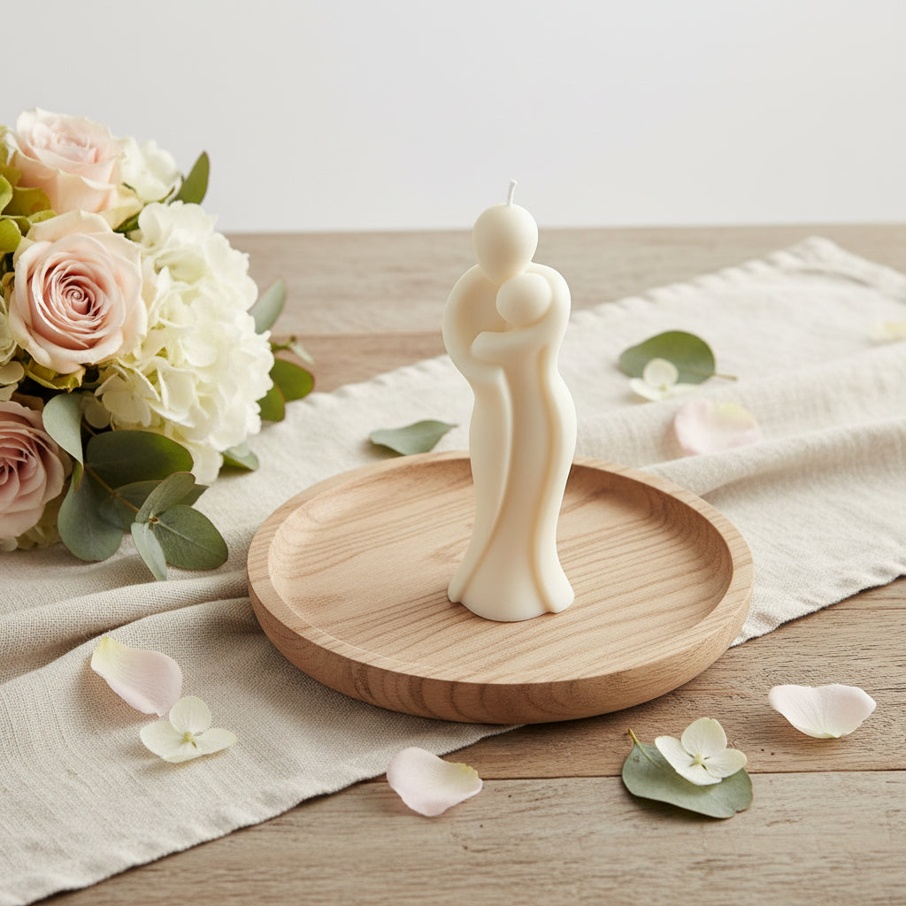 White Scented Mother And Child Dimensional Candle