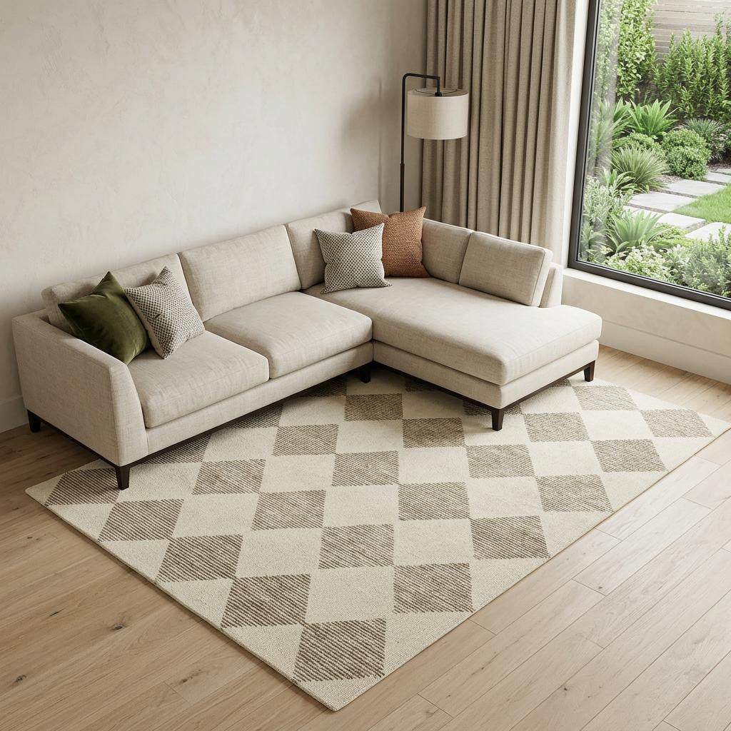 10' X 14' Brown And Beige Geometric Area Rug