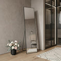55" Black Aluminum Wall Mount Leaning Or Freestanding Framed Full Length Mirror