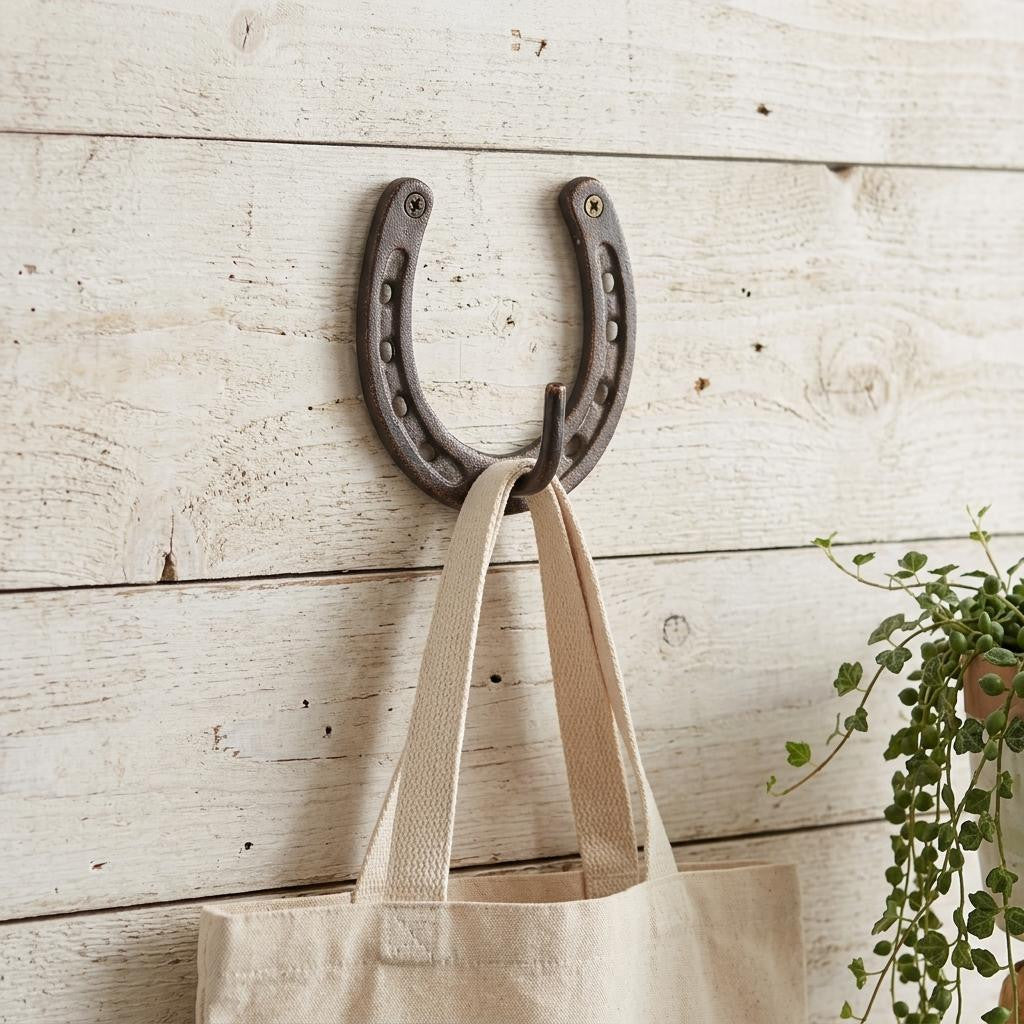 4" Antiqued Bronze Cast Iron Horseshoe Wall Hook