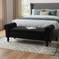 55" Black Corduroy and Solid Wood Upholstered Storage Bench With Flip Top