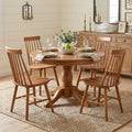 Set of Four Walnut Solid Wood Windsor Back Dining Side Chairs