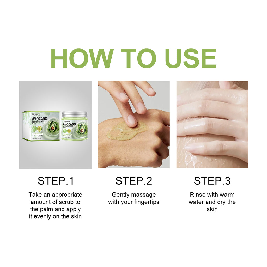 OCEAURA Avocado Body Exfoliating Scrub, Clear Skin Exfoliating Dead Skin Smooth And Brightening Skin Scrub