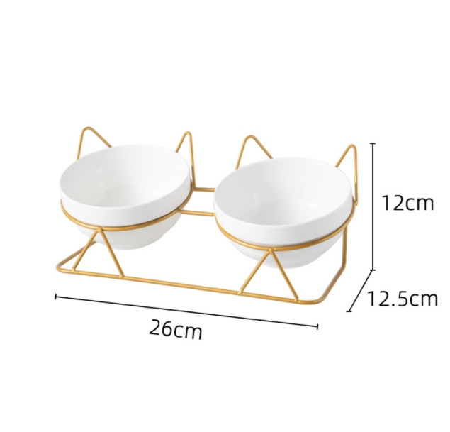 Double Ceramic Cat Bowl, 1 Pack