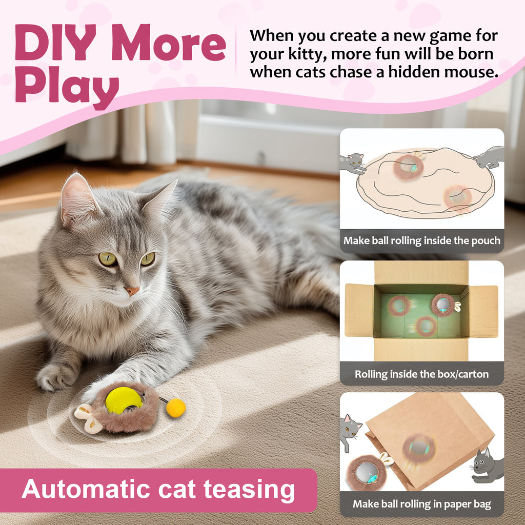 Motion-Activated Cat Toy Ball with Lights and Tail - product image 9