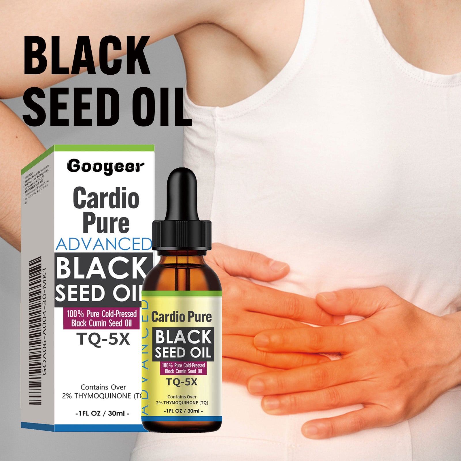 Googeer Cardio Pure Black Seed Oil, Body Maintenance Balance Blood Lipids Sugar Soothing Body Care Oral Drops