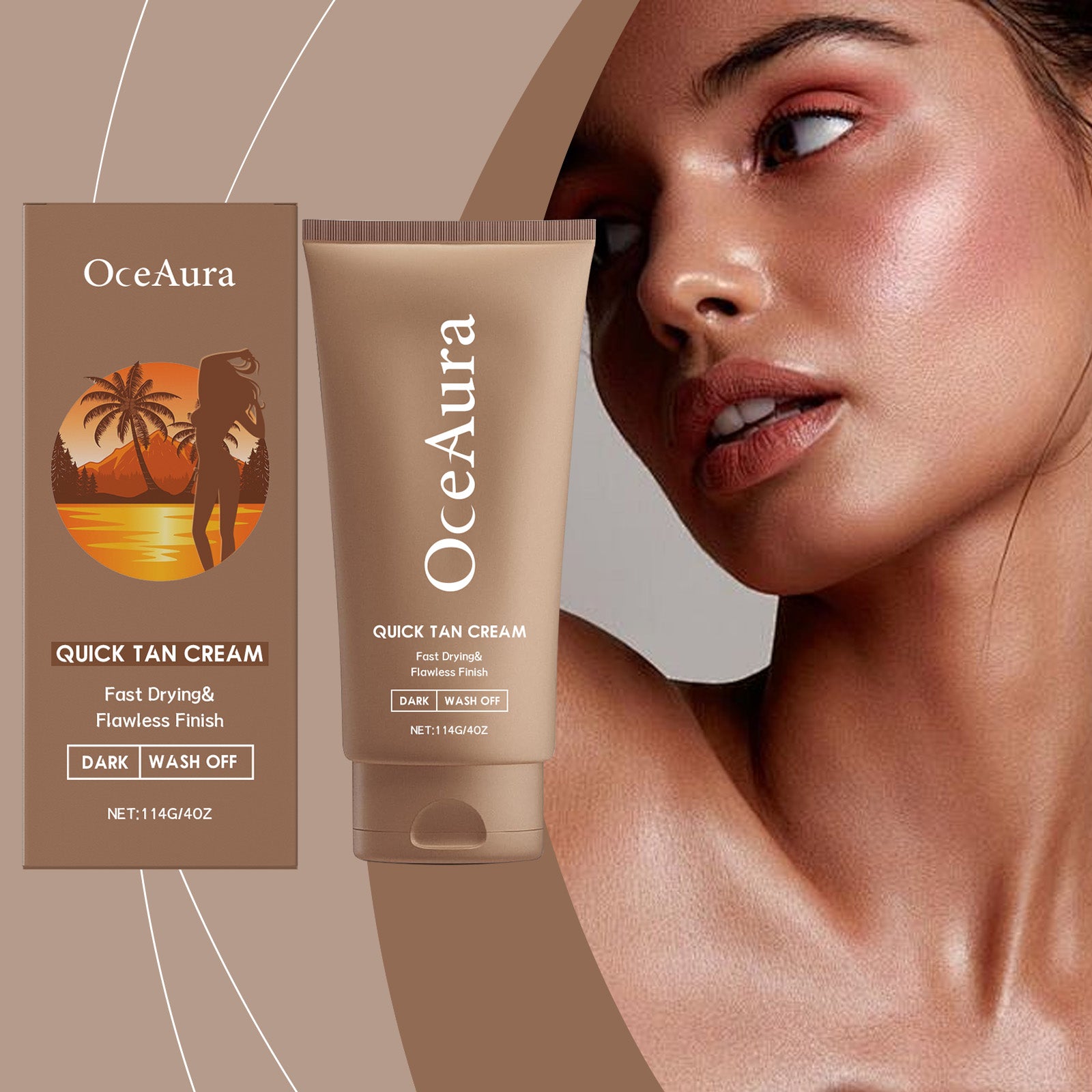 OceAura Mild Darkening Cream, Summer Outdoor Mild Sunning Cream Soft And Glossy Face Body Skin Darkening Cream