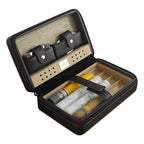 Portable Cigar Box, Cedar Wood Cigar Moisturizing Box, Travel Leather Case, Portable Leather Cigar Humidifying Cigarette Box