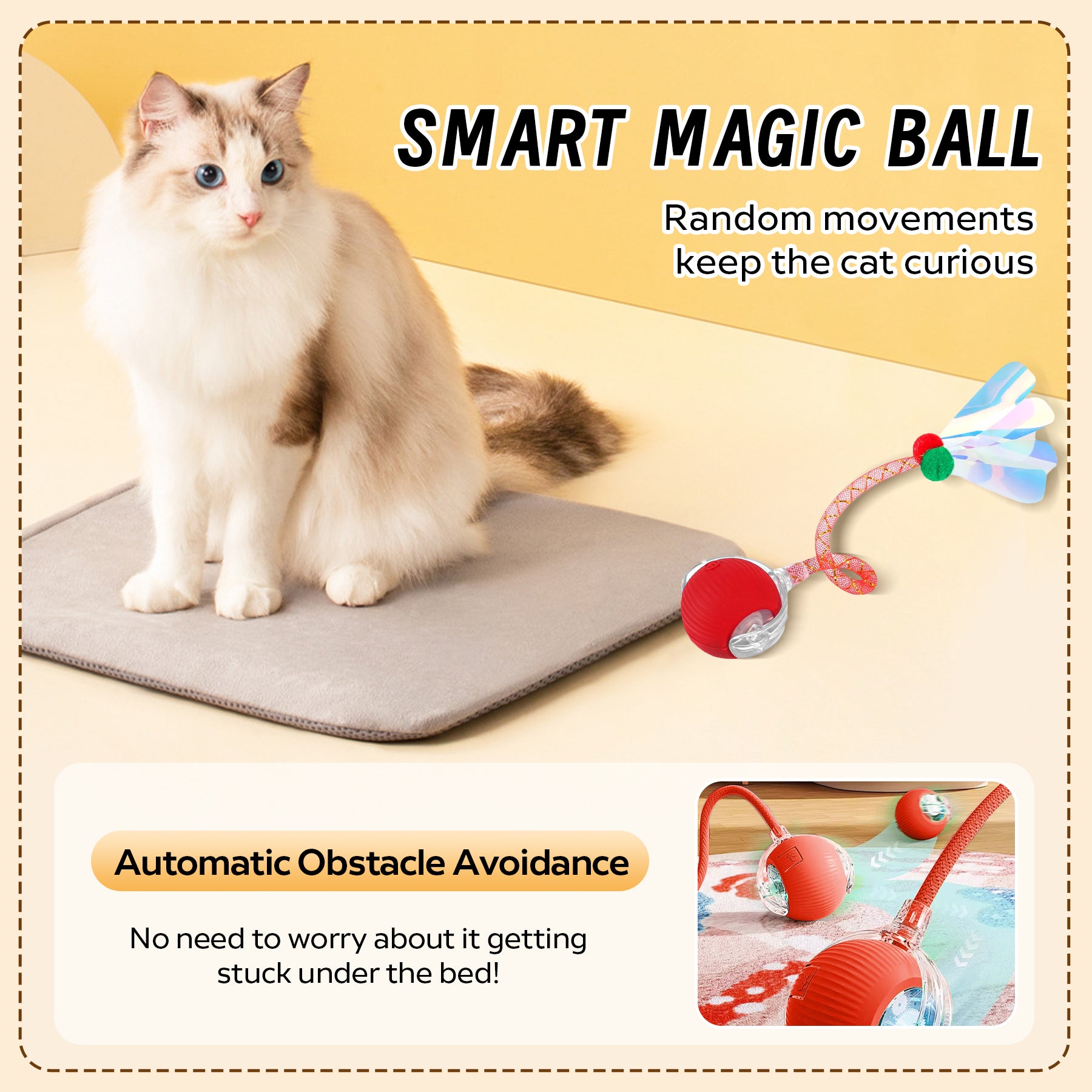 Interactive Cat Toy Ball with Elastic Mesh Tail - product image 7