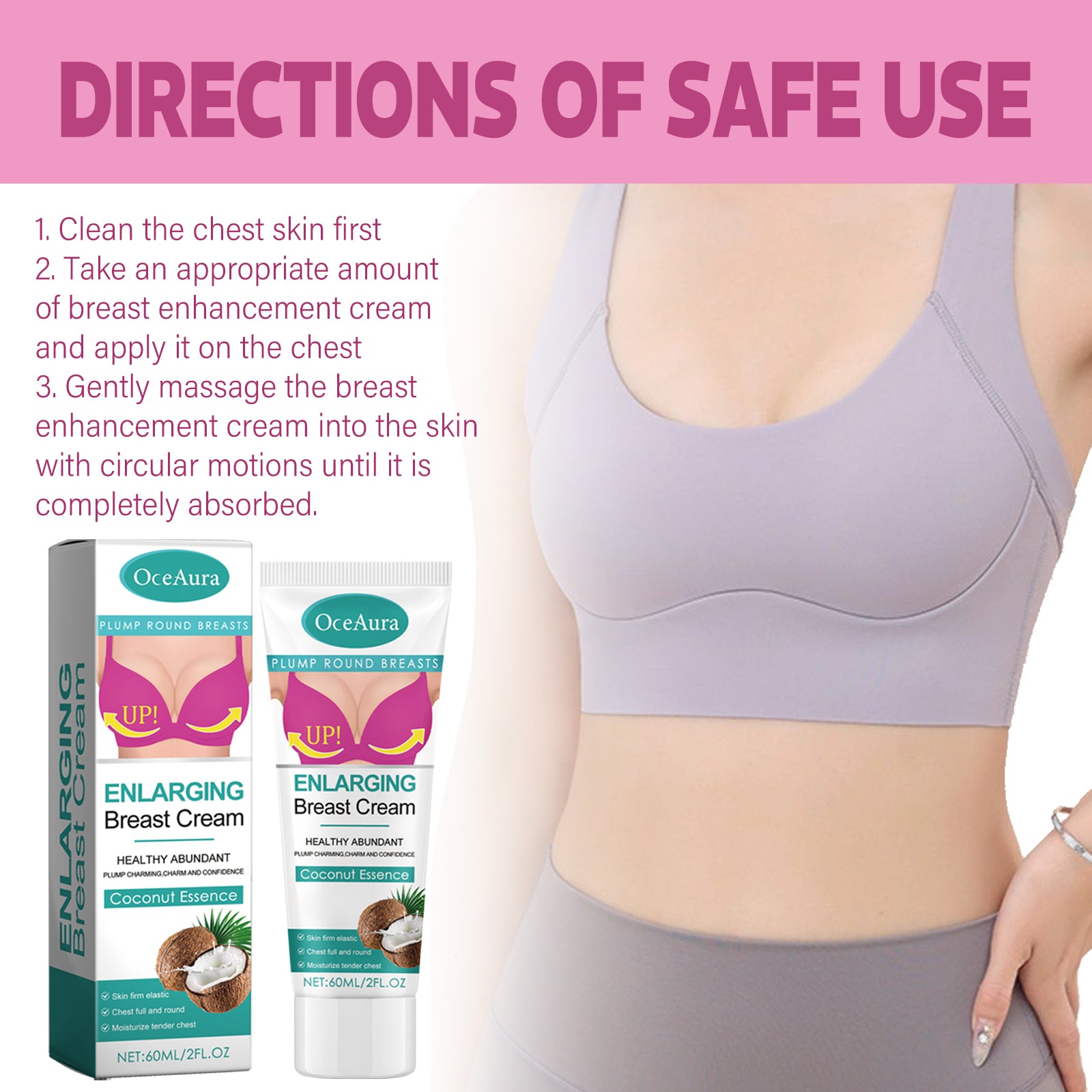 Oceaura White Coconut Breast Lift Firming, Firming And Plumping Anti-Sagging Massage Treatment Beauty Cream