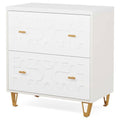 Retro White/Gold Geometric Scroll 2 Drawer Filing Cabinet Printer Stand