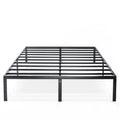 Queen size Sturdy Black Metal Platform Bed Frame with Headboard Attachments