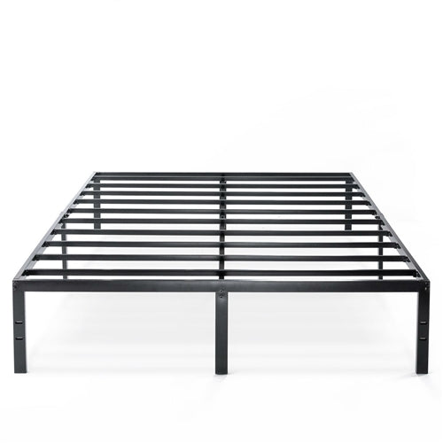 Queen size Sturdy Black Metal Platform Bed Frame with Headboard Attachments