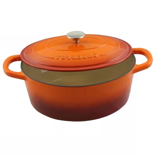 Orange Red Sunbust 7-Quart Enameled Cast Iron Dutch Oven with Lid