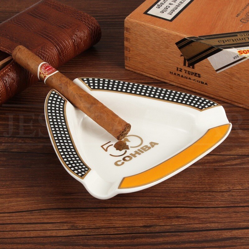 COHIBA Cigar Ashtray Gadgets Home Portable Ceramic 3 Cigars Ash Tray Tobacco Cigarette Ashtrays Holder