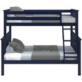 Twin over Full size Solid Wood Bunk Bed in Dark Navy Blue Finish