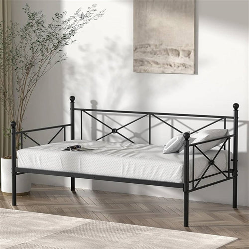 Twin size Classic Heavy Duty Metal Day Bed Frame in Black Finish