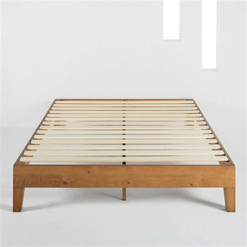 Queen size Mid-Century Modern Solid Wood Platform Bed Frame in Natural