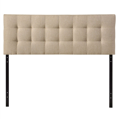 King size Beige Fabric Upholstered Headboard with Modern Tufting