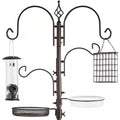 Complete Bird Feeder Set with Bronze Metal Stand Suet Water Bowl Tube and Tray