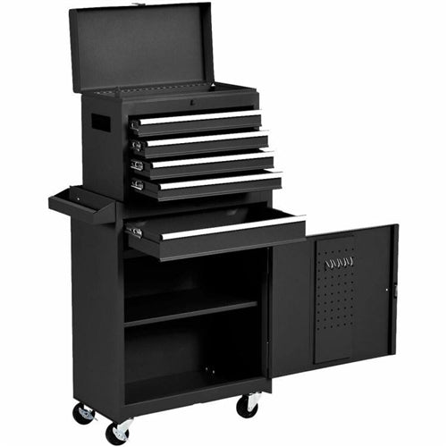 Black Heavy Duty Steel Lockable Rolling Garage Tool Chest Mobile Storage Cart