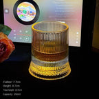 【 Send Luminous Cup Mat 】 Luminous Rotating Whiskey Glass Rotation Decompression Western Wine Glass Tumbler