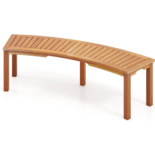Outdoor 2-Person Backless Wooden Garden Bench with Modern Arch Design