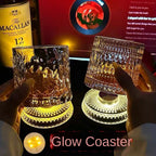 【 Send Luminous Cup Mat 】 Luminous Rotating Whiskey Glass Rotation Decompression Western Wine Glass Tumbler