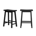 Set of 2 Farmhouse Counter Height Saddle Barstool in Charcoal Black Wood Finish
