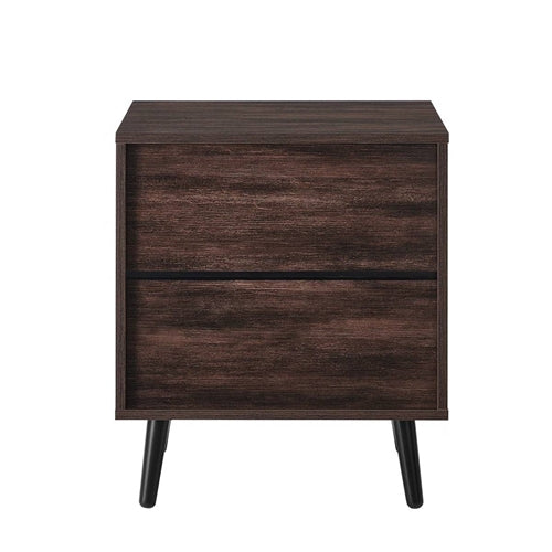 Mid-Century Modern 1-Drawer Nightstand End Table in Dark Brown Wood Finish
