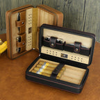 Portable Cigar Box, Cedar Wood Cigar Moisturizing Box, Travel Leather Case, Portable Leather Cigar Humidifying Cigarette Box