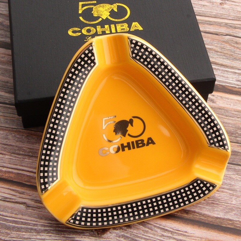 COHIBA Cigar Ashtray Gadgets Home Portable Ceramic 3 Cigars Ash Tray Tobacco Cigarette Ashtrays Holder