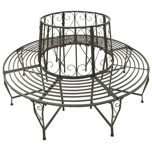 Roundabout Circular Outdoor Garden Tree Bench in Heavy Duty Grey Steel