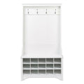 White Entryway Hall Tree Shoe Cubbie Coat Rack