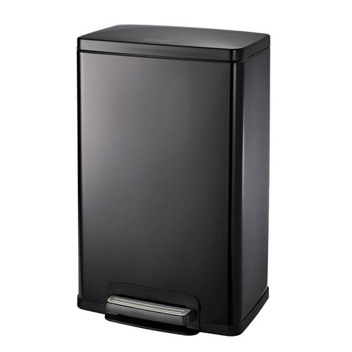 Stainless Steel 13-Gallon Kitchen Trash Can with Step Lid Charcoal Black Grey