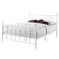 Full White Metal Platform Bed Frame with Headboard and Footboard