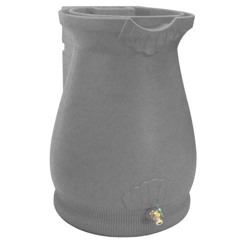 Grey Granite 65 Gallon Plastic Urn Rain Barrel with Planter Top