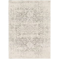 5' x 7' Distressed Oriental Area Rug in Light Grey / Beige