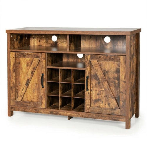 Rustic Brown Detachable 9 Bottle Wine Rack Kitchen Buffet Storage Cabinet