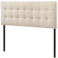Full size Ivory Fabric Upholstered Button-Tufted Headboard