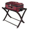Solid Wood Folding Luggage Rack in Dark Brown Finish with Black Nylon Straps
