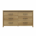 Rustic Farmhouse 6-Drawer Dresser in Natural Wood Finish