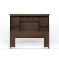 Full size Farmhouse Bookcase Headboard in Espresso Brown Wood Finish