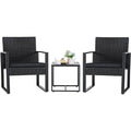 Outdoor 3-Piece Patio Furniture Set with 2 Black Patio Chairs and 1 Side Table