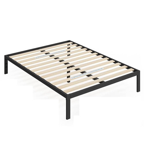 Full Black Metal Platform Bed Frame with Wood Slats - 700 lbs Weight Capacity