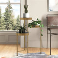 Modern Gold Grey Metal 3-Tier Flower Pot Plant Stand
